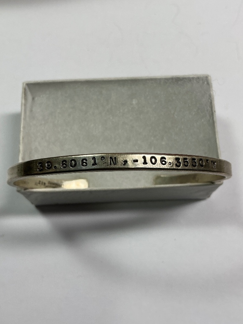Solid Sterling Silver Coordinates Bracelet For Vail Colorado. 2 3/8” across